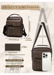 حقيبة كروس بادي رجالية قابلة للقلب، حقيبة كتف من جلد PU مقاوم للماء، حقيبة كتف مضادة للسرقة خفيفة الوزن للعمل و