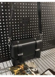 حقيبة يد جلدية صلبة مزينة بمسامير، حقيبة كتف رجالية كاجوال، تصميم مربع مرفوع بغطاء، هدية لحبيب، أب، عيد الحب،