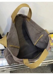 peach tree 1pc Peach Tree Fashion Simple Letter Print Large Capacity Lightweight Fit 12 Inch Tablet Bag For Men Retro Canvas Solid Color Crossbody Bag Christmas Men Bag Vacation Travel Essentials Dad