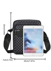 حقيبة كتف جلدية بطبعات للرجال، حقيبة محفظة صغيرة للأعمال مع سحاب مضاد للسرقة لهدايا عيد الميلاد، حقيبة كروس ب