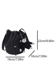 Letter Pocket Drawstring Design Fashionable All Match Mini Shoulder Crossbody Bag With Accessory Ornament Funny Gifts Travel Holiday Gifts For Men Vacation Men Gifts Laptop Winter Large Capacity Multi