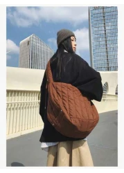 1pc Versatile Casual Large Size Large Capacity Filled Embroidery Thread Coat Bag Fashion Shoulder Bag Portable Crossbody Bag Hobo Bag Valentine s Day Couples Men s Bag Dating Commuting School Sports T