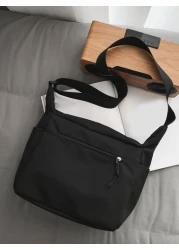 حقيبة كتف متعددة الاستخدامات بلون سادة، حقيبة هوبو موضة ، حقيبة عمل كاجوال كبيرة السعة متعددة الجيوب، حقيبة ت