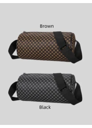 حقيبة كتف قياسية كروسبودي بسيطة طراز كوري عصري للجنسين مطبوعة بطراز رجعي، حقيبة إسطوانية مستطيلة للطلاب