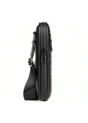 Men Black Crocodile Embossed Shoulder Bag Casual Versatile Lightweight Cycling Messenger Bag Suitable For Holiday Corporate Gifts