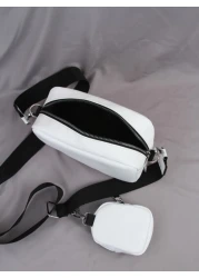 Students Multifunctional Shoulder Bag Men Minimalist Square Bag With Coin Purse Handbag Schoolbag College Outdoors Sports Commute PU Leather Water Proof Portable Side Bag Mini Coin Purse Mini Box Cros