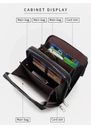 POLC Business Floral Print Men s Messenger Bag For Commuting Fashion Letter Flap Small Card Holder Phone Pouch PU Leather Large Capacity One Shoulder Bag Hanging Bag Small Square Bag Double Zipper Pho