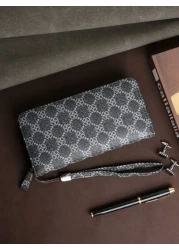 HOVI S Fashionable Minimalist Business Men s Clutch Bag Dual Zipper Large Capacity Multi Card Slot Wristlet Great Gift For Men On Holiday Anniversary