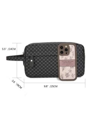 قطعة واحدة (9.8 بوصة * 5.5 بوصة * 3.6 بوصة) حقيبة رجالية عصرية للاحتفاظ بالأغراض الشخصية، حقيبة معصم، متعددة الجيوب،