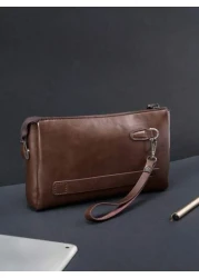 KAIDUCH Men s Fashion Minimalist Large Capacity Clutch Bag Soft Leather Wallet Phone Holder Zipper Lock Long Handbag