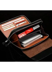 1pc Crocodile Embossed Black Pu Waterproof Wear Resistant Wallet Clutch Bag With Dual Zippers Retro European American Style Suitable For Outing Shopping Party Spring Summer New Arrival