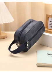 Men Waterproof Travel Toiletries Storage Bag PVC Lychee Pattern Cosmetic Bag Portable Makeup Organiser Male Zipper Handbags