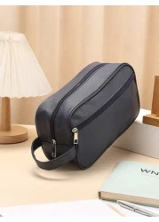 Men Waterproof Travel Toiletries Storage Bag PVC Lychee Pattern Cosmetic Bag Portable Makeup Organizer Male Zipper Handbags