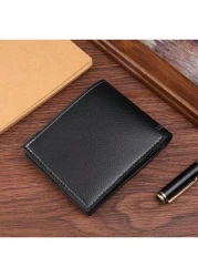 Men s Short Wallet Casual Fashionable Lightweight Leather Purse Youth Large Capacity Card Holder Coin Pocket Summer Dad Freshman For Books Multi Functional Dorm University Gifts Fall Christmas Scream