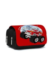 حقيبة قلم قابلة للطي من طبقتين مطبوعة بطراز الشاحنة