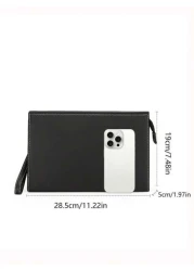 gorchis New Style Men s Clutch Bag Black Toiletry Bag Large Capacity Business Hand Carry Bag Simple Versatile PU Leather Underarm Envelope Bag With Multi Card Slots Fashion Man Bag