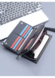 Men Long Wallets Large Capacity Zipper Handbag Card Holder Male Purse Coin Pocket Luxury Brand Clutch Wallet Commute Graduation Gifts Freshman For Books Multi Functional Dorm University Christmas Scre