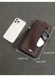 HOVI S Fashionable Minimalist Long Wallet Zipper Wallet Multi Functional Business Portable Multi Card Slots Phone Bag Clutch Purse Young People Coin Purse Card Holder Men Women Wallets Unisex Clutch