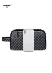 saroxi حافظة يد/معصم ذات سعة كبيرة للرجال، موضة عصرية للسفر والرحلات الخارجية، تخزين كبير محمول، بتصميم بسيط وأن