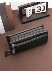 HOVI S Classic Solid Color Retro Clutch Bag Simple Business Large Capacity Lightweight Waterproof Men s Daily Commuting Mobile Phone Bag