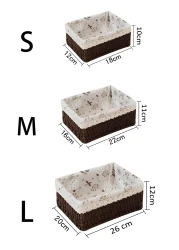 Set of 3 Eco-Friendly Handwoven Storage Baskets &ndash; Durable Woven Bins with Sturdy Plastic Frame and Removable Liners for Toys, Books, and Toiletries &ndash; Decorative and Versatile Home Organization - Brown