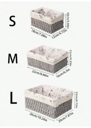 Set of 3 Eco-Friendly Handwoven Storage Baskets &ndash; Durable Woven Bins with Sturdy Plastic Frame and Removable Liners for Toys, Books, and Toiletries &ndash; Decorative and Versatile Home Organization - Grey