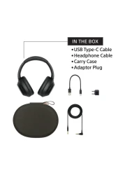 سوني WH-1000XM4 سماعلت رأس لاسلكية فوق الأذن بتقنية البلوتوث لإلغاء الضوضاء مع ميكروفون، أسود