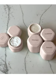 CadenceTravel Containers Daily Routine Capsule Set Magnetic Travel Capsules For Shampoo Conditioner Body Wash Pills and More 4 Flex Mediums 132oz 3 Flex Smalls 056oz Petal