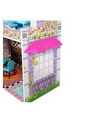 Princess Wooden Dollhouse for Kids &ndash; Large 3-Story Pretend Play Doll House Toy Set with 7pcs Furniture Accessories, Big DIY Dreamhouse for Girls &amp; Toddlers
