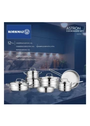 Korkmaz Astron Cookware Set A2056 Silver 12 PCS