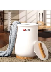 Milton Bucket Style Towel Warmer, Luxury Bucket Towel Warmer, Large Towel Warmer for Bathroom, Auto Shut Off, Fits Up to Two 40"X70" Oversized Towels, Bathrobes, Blankets, PJ's &amp; More, White, CL1.
