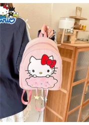 Sanrio حقيبة خفيفة متعددة الاستخدامات للتسوق والحفلات بتصميم كارتوني لطيف يظهر قطة سوداء ميلودي قابلة للعكس للا