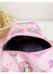 Sanrio KT Cat Nylon Kids Backpack Cute Mini Girls Bag Lightweight Cartoon Pattern Pouch Zipper Closure Kitty Dog Little Girl Schoolbag Suitable Gift Bag For Friends Gathering Travel Bag For Outing