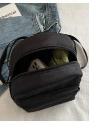 حقيبة ظهر متعددة الوظائف صغيرة للطلاب - نسيج مخطط جميل, حقيبة تنقل مريحة مع جيوب متعددة وأشرطة كتف مريحة