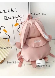 1قطعة حقيبة ظهر صغيرة للفتيات مزودة بسحاب بتصميم أرنب كرتوني