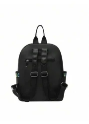 Large Capacity Multi Pocket Black Oxford Cloth Wear Resistant Backpack Fashionable Street All Match Commuter Bag Exquisite Student Schoolbag Mobile Phone Computer Bag Suitable For Fashionistas Work Bu