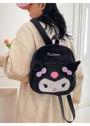 Sanrio حقيبة مدرسية صغيرة لأطفال كارتون Kuromi و Melody من سانريو، ظهر كرتوني لطيف من القطيفة