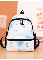1pc Backpack Nylon Zipper Closure New Cute Schoolbag Dreamy Colored All Match Backpack Cartoon Backpack Suitable For Daily Outings Outings Perfect Gift For Boys And Girls