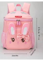 Cute Cartoon Bunny Kids Backpack For Girls Pink Shoulder Bag For Preschool Children