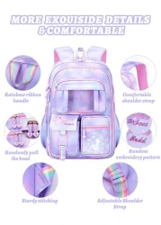 1pc Dream Girl Backpack Multi Pocket Children Backpack Cute Student School Bag Casual Durable Lightweight Travel Bag With Front Transparent Pocket And Anti Theft Pocket Ideal Birthday Gift For Girls G