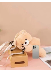 1pc Cute And Adorable Papa Bear Backpack Cartoon Animal Crossbody Coin Purse Storage Bag Fashionable Cartoon Animal Papa Bear Shape Zipper Opening And Closing Backpack Crossbody Bag Suitable For Girls