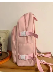 1 Pc Back To School Classic Basic High Capacity School Bag With Laptop Compartment Backpack Purse Solid Color Sports Bag Premium Nylon School Backpack With Adjustable Strap Spacious Multiple Pockets B