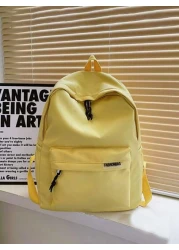 1 PC Back To School Classic Basic Large Capacity School Bag With Laptop Compartment Fashion Versatile All Purpose Backpack Purse Simplicity Solid Color Sports Bag Premium Nylon School Backpack With Ad