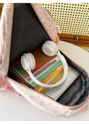 حقيبة ظهر كبيرة السعة بلون سادة وتصميم بسيط للمدرسة والجامعة