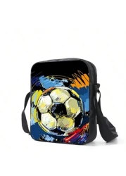 3 قطع / مجموعة حقيبة ظهر مطبوعة بنمط كرة القدم ثلاثي الأبعاد، حقيبة عبر الجسم، حافظة أقلام، حقيبة مدرسية 16 بوصة