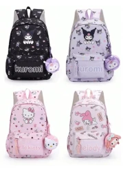 Sanrio 1 حقيبة ظهر، حقيبة مدرسية أنيقة كاواييي، حقيبة ظهر ملونة للبنات، حقيبة نهارية قابلة للطي ذات سعة كبيرة