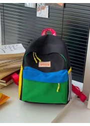 1 New Model Of Nylon Backpack For Girls And Boys With Contrasting Stripes Can Be Carried On One Shoulder Zipped Up And Closed Smoothly Fashionable And Casual Stylish And Individual Suitable For Daily