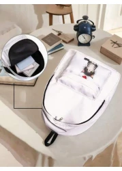 قطعة واحدة حقيبة ظهر صغيرة مطبوع عليها قطة كيوت، مزودة بسحاب إغلاق، جيوب، حقيبة ظهر عصرية للأولاد والبنات، من