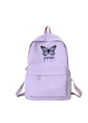 1 حقيبة ظهر للعودة إلى المدرسة، حقيبة بطبعة فراشة طازجة وحلوة، خفيفة الوزن وسعة كبيرة، مناسبة للدراسة اليومية