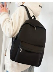 1 Pc Back To School Causal Preppy School Bag Durable Nylon Spacious Multiple Pockets High Capacity With Laptop Compartment Zipper Backpack Purse Solid Color School Backpack Lightweight Bookbags Portab